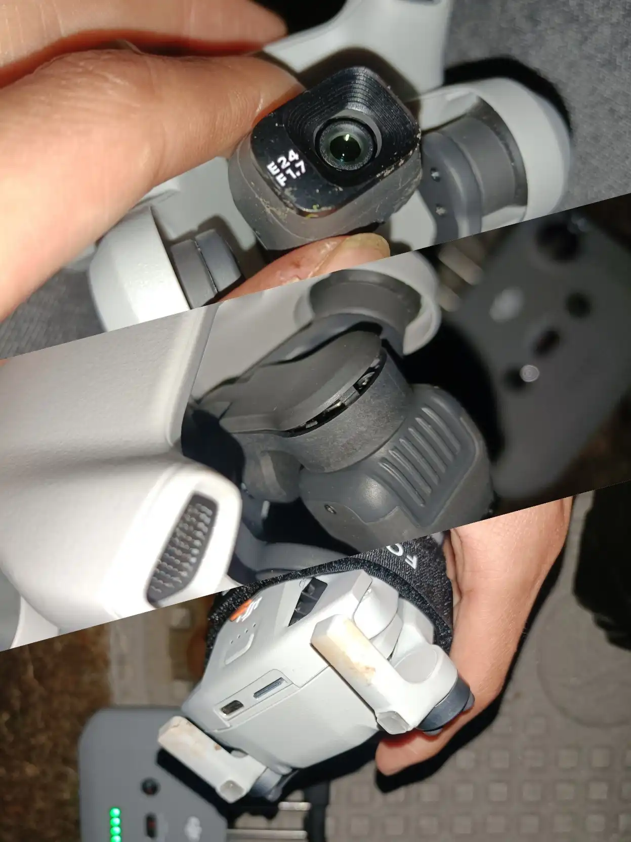 云台摔裂,按了回去,一切正常