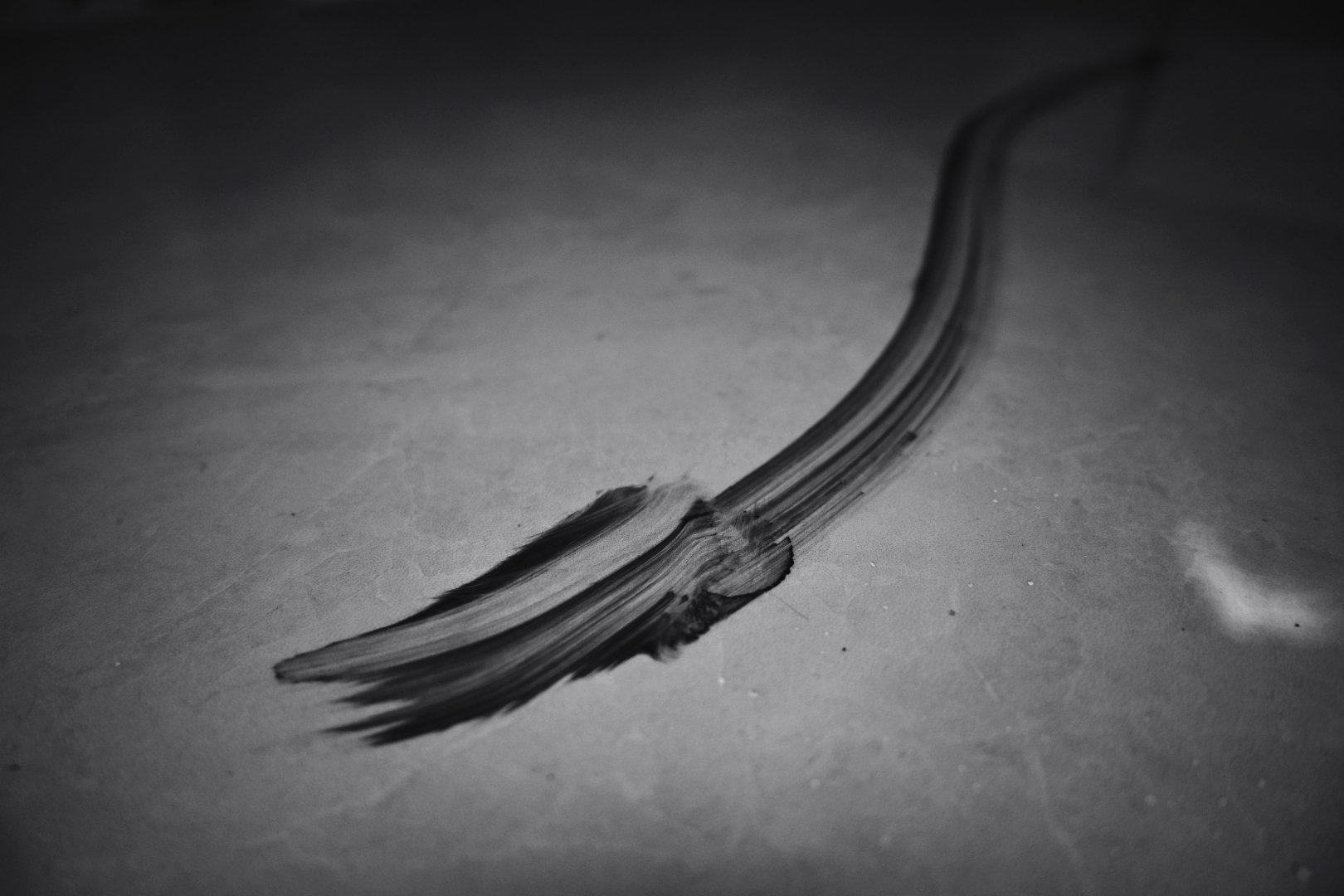 写完字不小心洒墨了,脚一踩,搞的满地都是墨水😭。